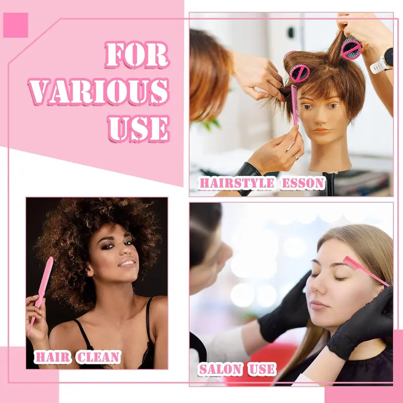 Hair Styling Tool Set, 4 Counts/set Detangling Hair Brush & Rat Tail Comb, Heatless Styling Grooming Tool for Curly Hair 2