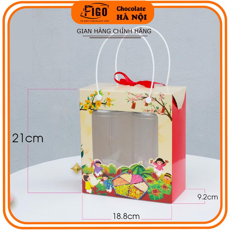 Hộp Giấy - Mã Q6 Tết Đựng Quà Tết Đựng 2 đến 4 Hũ Pet Hạt Ngũ Cốc Hạt Điều Macca Set Quà Biếu Tết