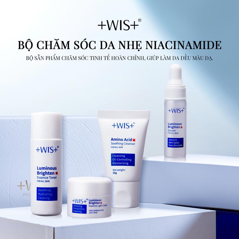 +WIS+ Bộ sản phẩm chăm sóc da tinh chất kem 5g tinh chất 4.5ml tinh chất nước 20ml sữa rửa mặt axit amin 20g
