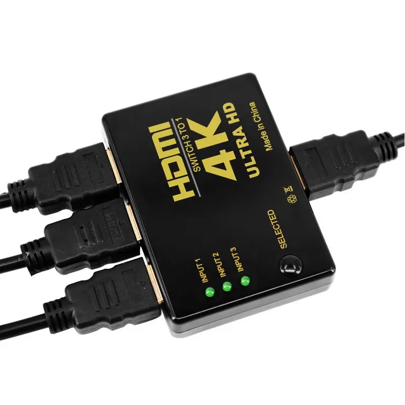 3-Port HDMI Switch 1080P/4K, 3 Port HDMI Switch 3 in 1 Out, Multi HDMI Port Splitter