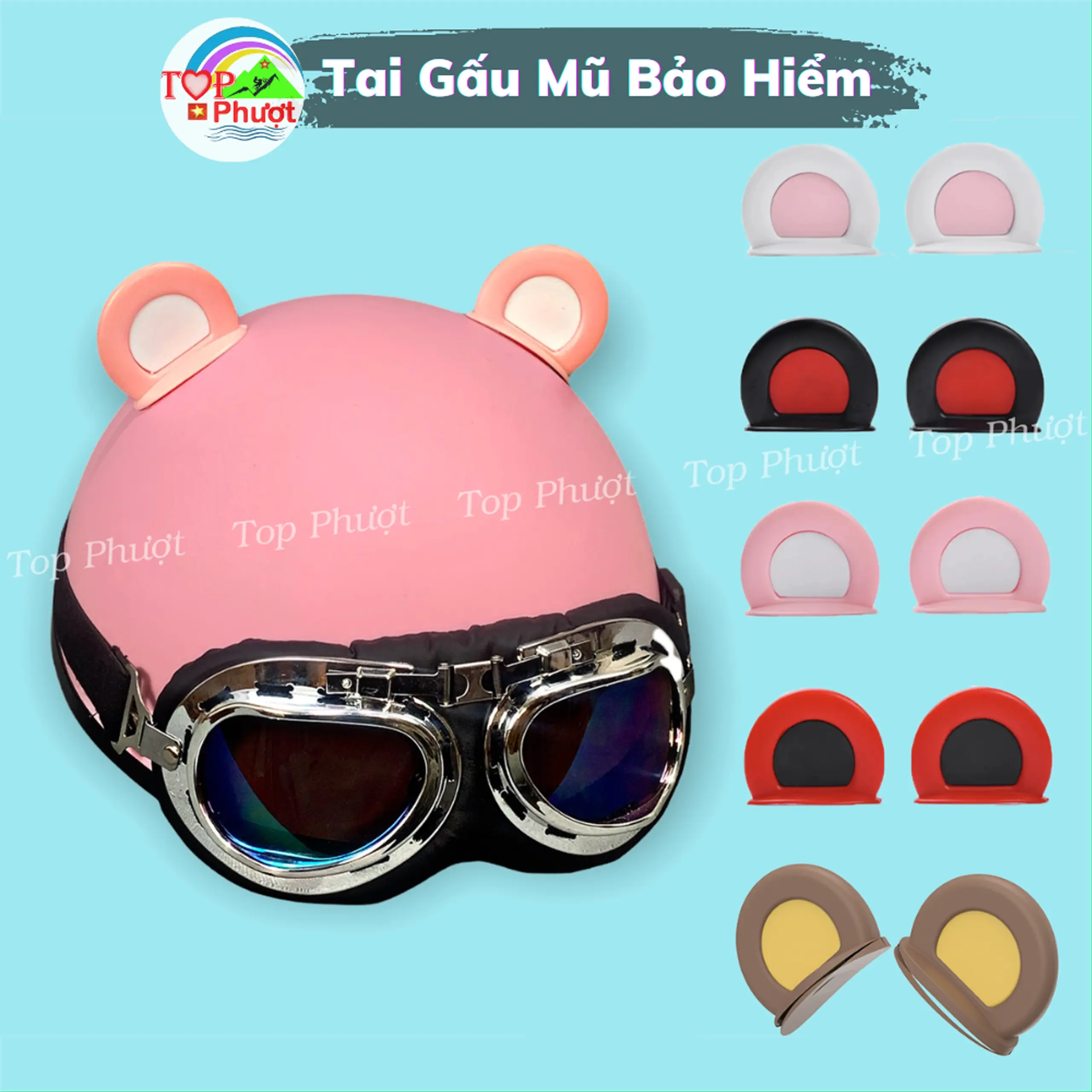 Tai gấu mũ bảo hiểm - phụ kiện gắn trang trí nón bảo hiểm cute, độc, lạ Helmet