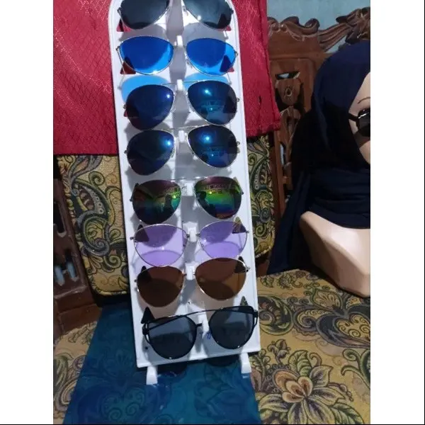 Rak Kacamata Display kacamata tempat kacamata plastik putih tahan lama 6