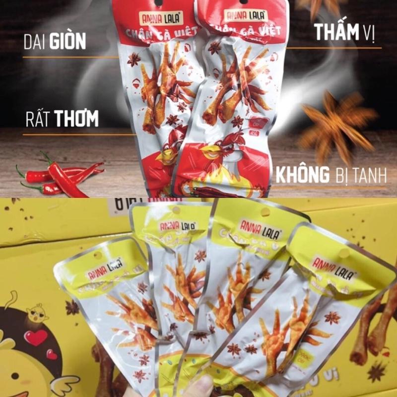 {Kèm muối chấm} Combo 60 và 50 gói chân gà Anna Lala có xương Cay, Không cay 45g và chân gà rút xương 26g. Ăn vặt Food Chua cay