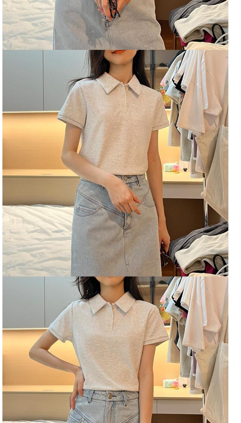 Product Introduction of White Short Sleeved T-Shirt For Women In Summer 2025, New Loose Polo Collar Small Shirt, Slimming And Versatile Shoulder Top, Autumn 8