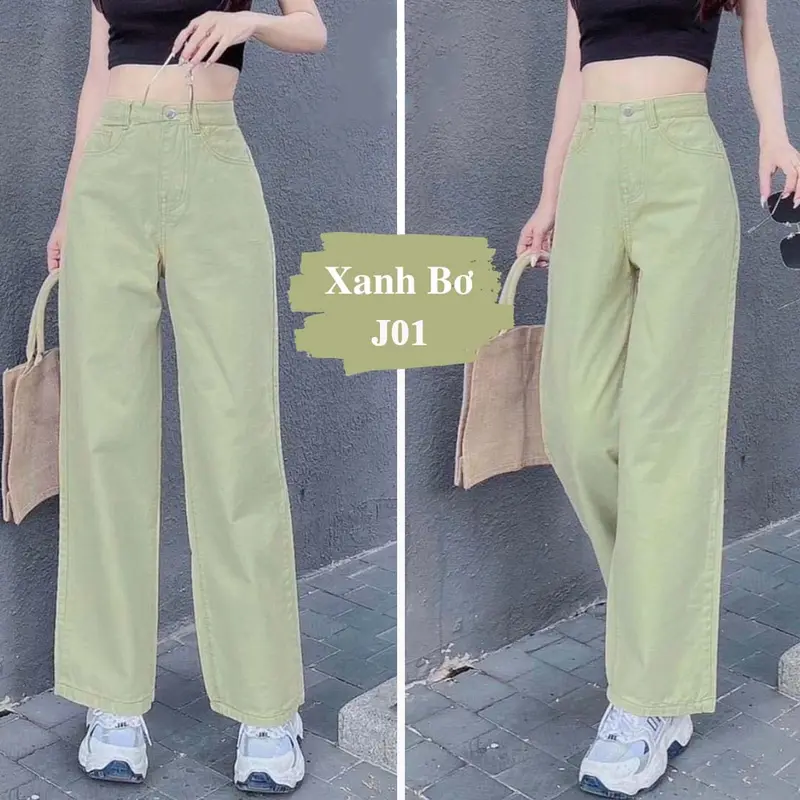 Quần Jean Nữ Ống Rộng Lưng Cao MASSEC - Chất Kaki Đứng Form, Nhiều Màu Sắc J01 7