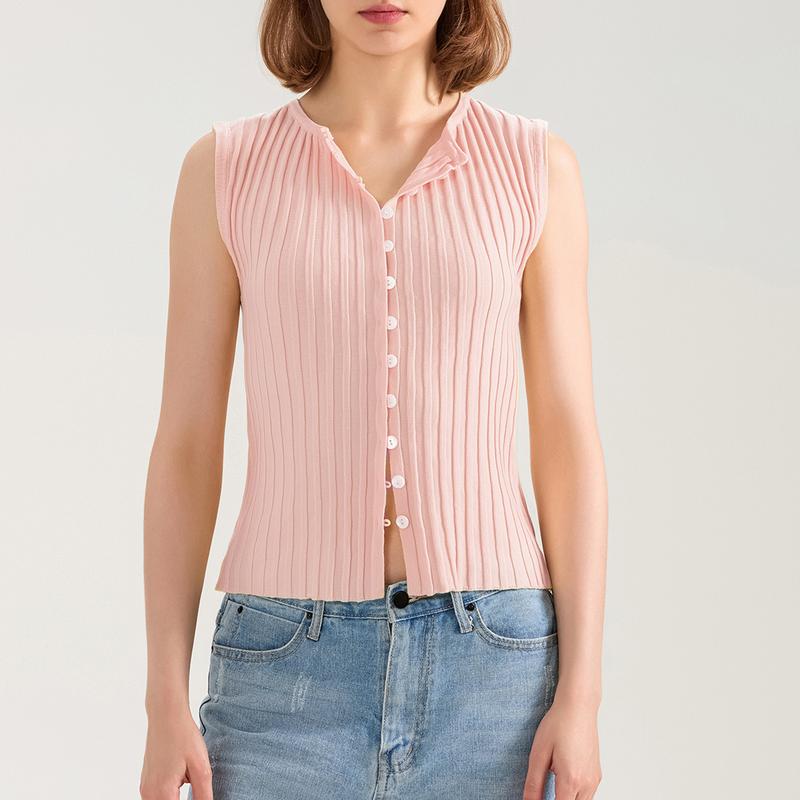 Product Introduction of Women Knit Tank Top, Sleeveless Button Closure SolidFit Summer Casual Vest Streetwear 37