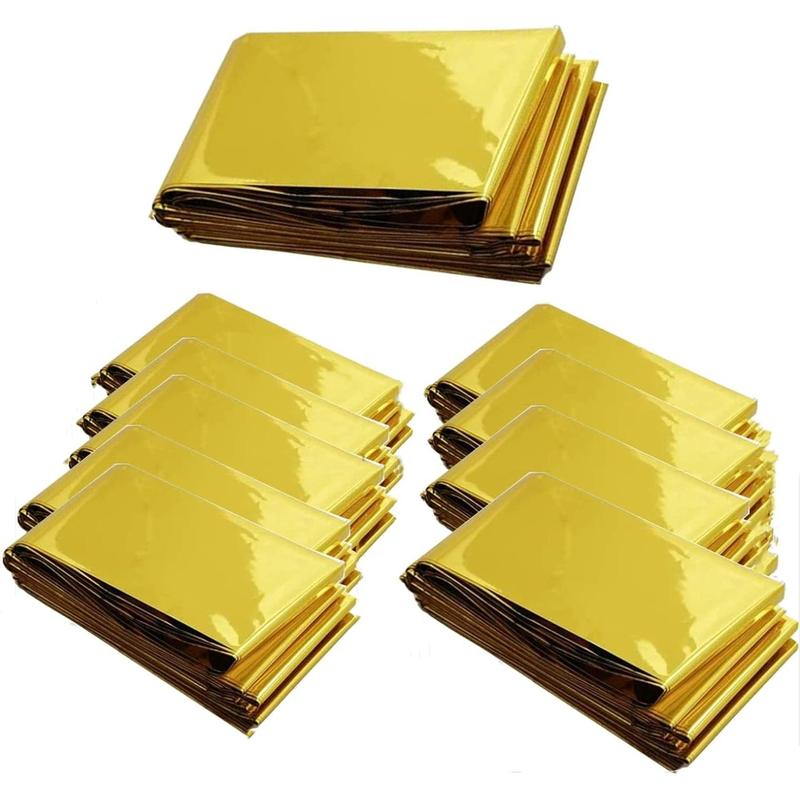 Emergency Mylar Thermal Blanket, 12pcs/set Space Blanket Survival Kit for Outdoor, Camping, Hiking, First Aid 0
