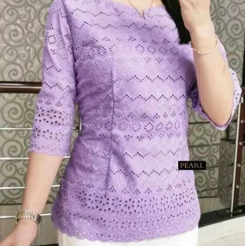 BLUS WANITA KATUN BOLONG BANGKOK SUDAH LAPIS FURING PREMIUM LEHER BULAT