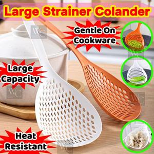 Penapis Besar Colander Tahan Haba Sudu Pemegang Panjang Kapasiti Besar Penapis Mi Sayur Aksesori Dapur Serbaguna Skop Pengering Makanan Berlubang Kukuh Tahan Lama Panas Penyaring Minyak Air Ringan Mudah Digunakan Pengeringan Pantas Large Scoop Strainer
