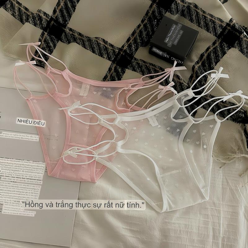 A10 - Quần Lót Nữ Ren Bản Dây Đính Nơ Xinh 2 Bên Hông Women Trắng, Đen, Đỏ, Hồng, Be