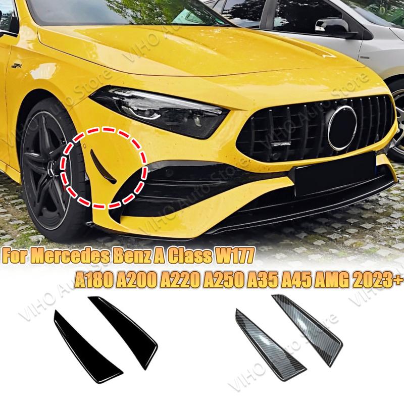 A Pair Front Bumper Outer Side Splitter Canard Trim For Mercedes-benz A Class W177 A180 A200 A220 A250 A35 A45 AMG LCI 2019-2023 0