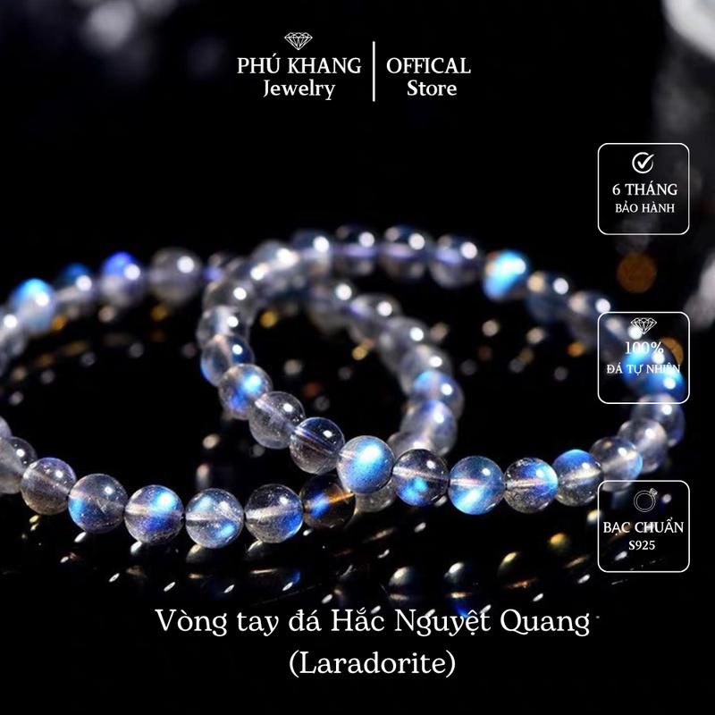 Vòng Tay Đá Bán Quý Xà Cừ (Hắc Nguyệt Quang), Màu Xám Xanh, Nhiều Size