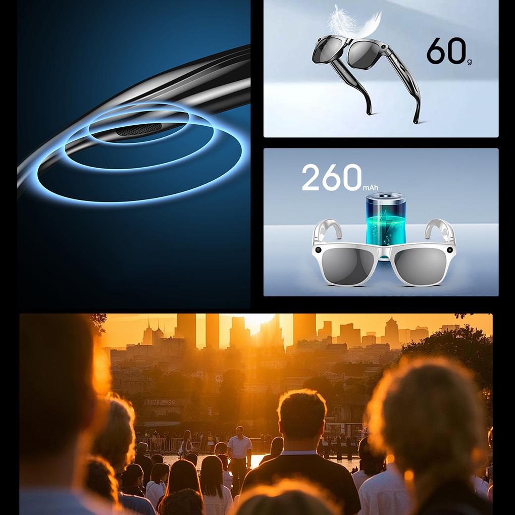 Smart Ai Camera Glasses Bluetooth Outdoor Sports Technology Glasses Music Translation Wake-up Voice Assistant Smart Glasses