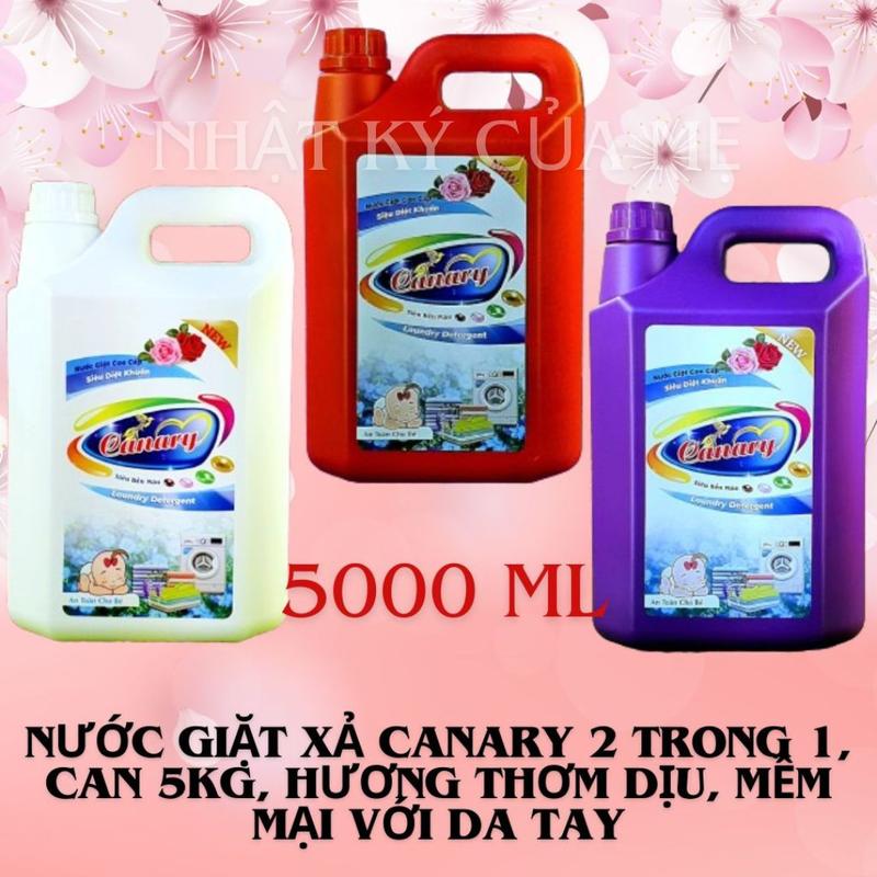   5000ML  Nước giặt xả 2 trong 1 cao cấp siêu bền màu CANARY 5 Lít Hương thơm dịu Phù hợp cả giặt máy và giặt tay 