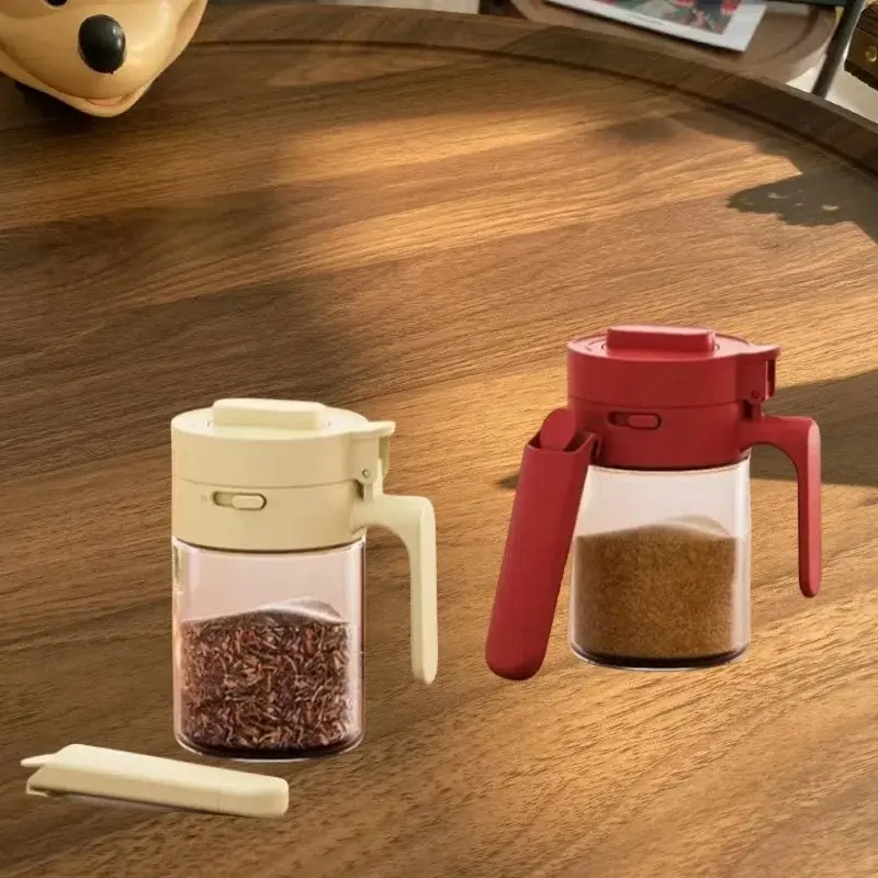 1PC Spoon Separated Seasoning Box Kitchen Household Seasoning Jar Salt Jar Seasoning Storage Box Two-in-one Design