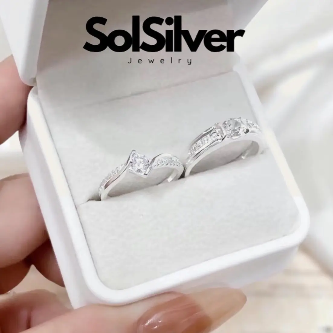 [ND04] (Tặng hộp) Nhẫn cầu hôn, Nhẫn đôi bạc ta Sol Silver xinh