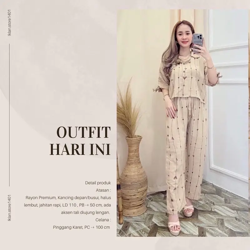 One Set Crop Top Terbaru Motif Love Setelan Celana Lengan pendek Bisa Dicuci Dengan Mesin Baju Karet Kancing Setrip 3