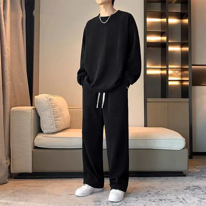 Bộ Đồ Thể Thao Áo Len, Dành Cho Nam Và Bé Trai, Dáng Rộng Vừa Vặn, Cổ Tròn, Thích Hợp Cho Mùa Xuân Và Mùa Thu, Dễ Phối Đồ, Phong Cách Thường Ngày Bộ Đồ Hai Mảnh Đẹp Trai Hàng Mới Về, 1012100.00kg Menswear Polo