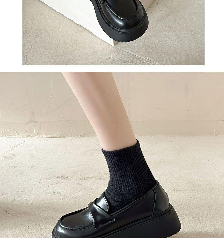 Product Introduction of British Style Women's Leather Shoes 2023 Summer Autumn New Thick-Soled Black Loafers Retro Slip-On Mary Jane Shoes nam 25