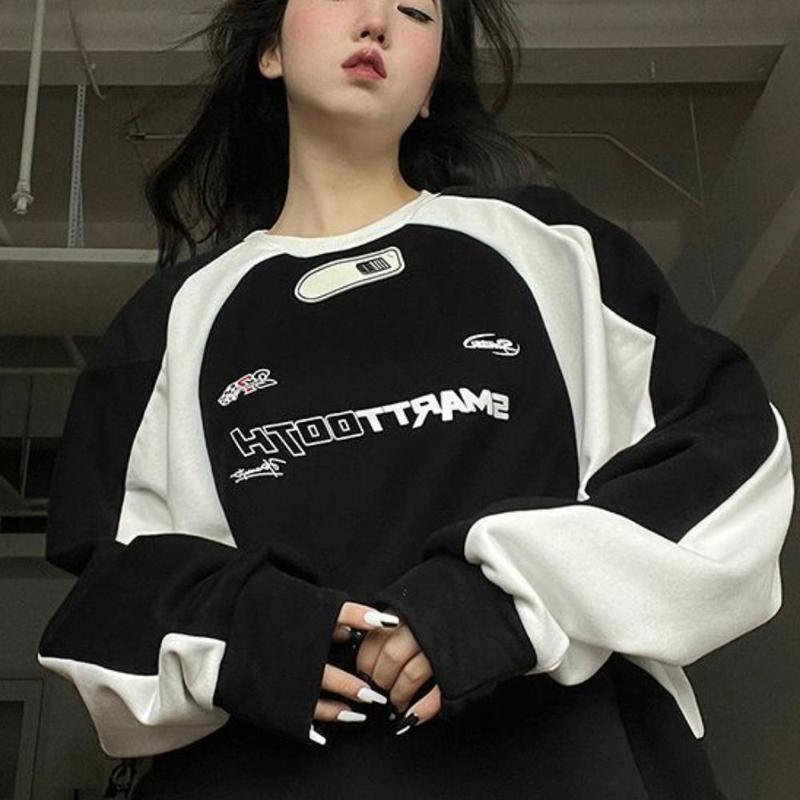 Product Introduction of Street Y2k Clothes Oversized Sweatshirts Long Sleeve Letter Man Sweatshirts Loose O-Neck Casual Streetwear Girls 13