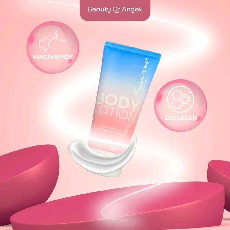 Beauty Of Angel Body Lotion Collagen Cream Pemutih Mencerahkan Badan Kecantikan Aroma Bubble Gum Niacinamide BPOM Extract Memutihkan Tubuh Pencerah Hand Hitam Acid 2