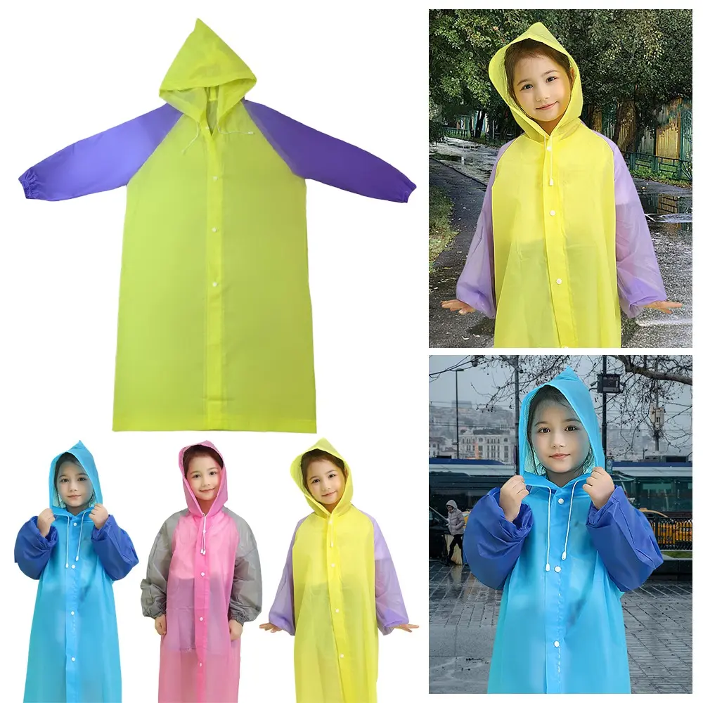 New EVA Kids Raincoat Non-disposable 5-12 Years Old One-Piece Raincoat Durable Waterproof Rain Gear Unisex