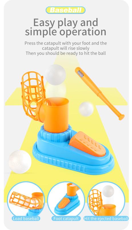 Product Introduction of A Set Children's Baseball Throwing Toys Automatic Ball Pitching Machine Launcher Kids' Toy Sports Leisure Training Sports Game 45