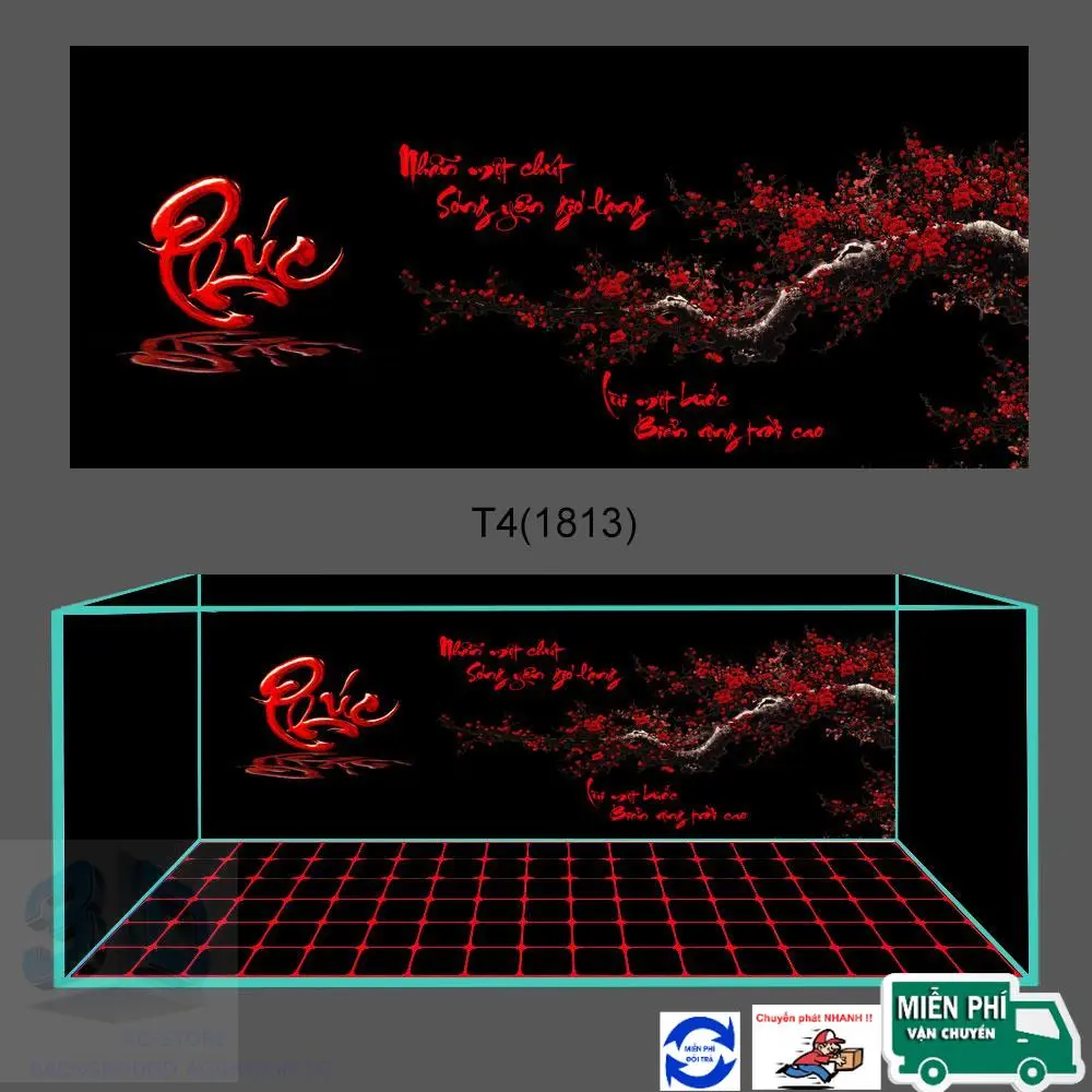 Decal 3d dán bể cá cảnh , tranh 3D có keo , mẫu tone tối 3D cho huyết  ,  la hán , dĩa...