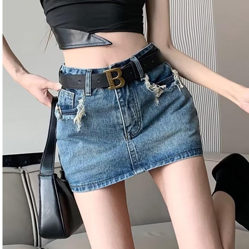 Chân Váy Jean Thời Trang, Phong Cách Hàn Quốc, Màu Trơn Dễ Phối Đồ Cho Nữ, Xu Hướng Hakama 3