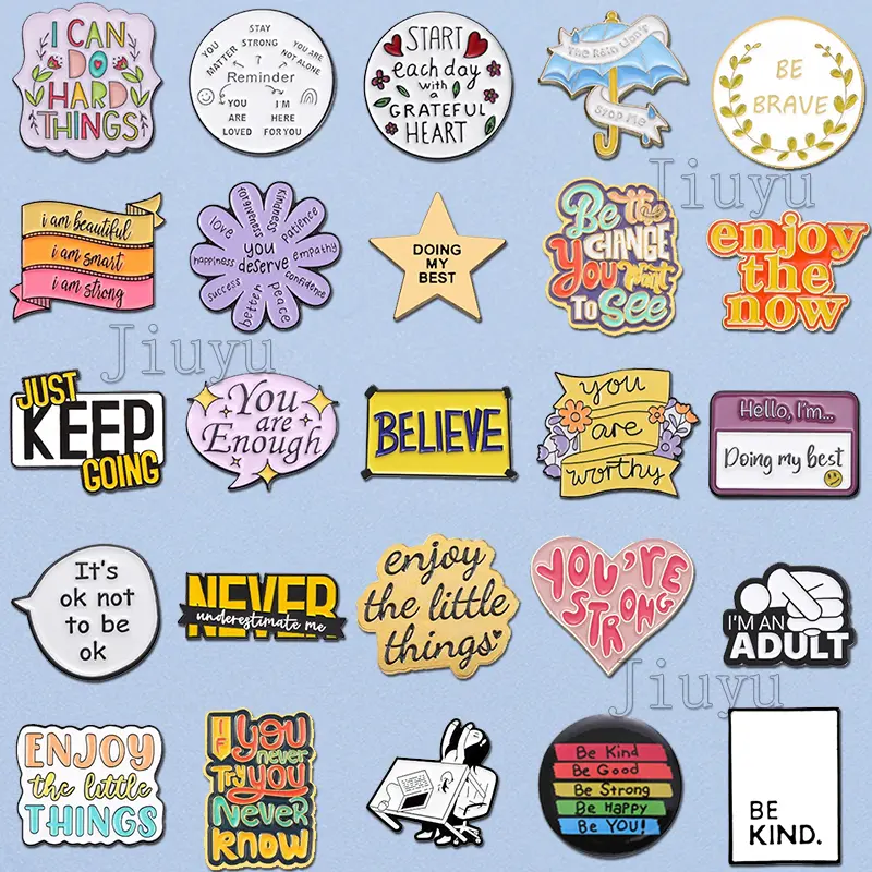 100 Styles You Are Enough Inspiring Text Enamel Pins Be Kind Emblem Brooch Lapel Badges Jewelry Gifts for Friends