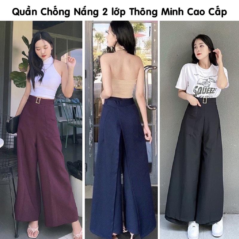 Quần Chống Nắng Thông Minh Váy Quây Chống Nắng 2 Lớp Cao Cấp Free Size Nữ Women Lưng Cao Pants Đen