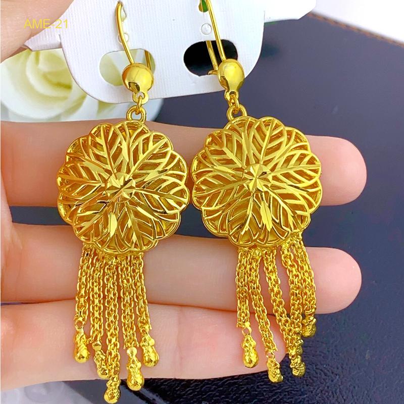 Bông Tai Dài Rỗng Tua Rua Mạ Vàng 24K, Renevo Dubai, Bông Tai Vàng Cát Phóng Đại Ấn Độ Tân Cương, Đồ Trang Sức Giữ Màu, Lô Tại Chỗ 2