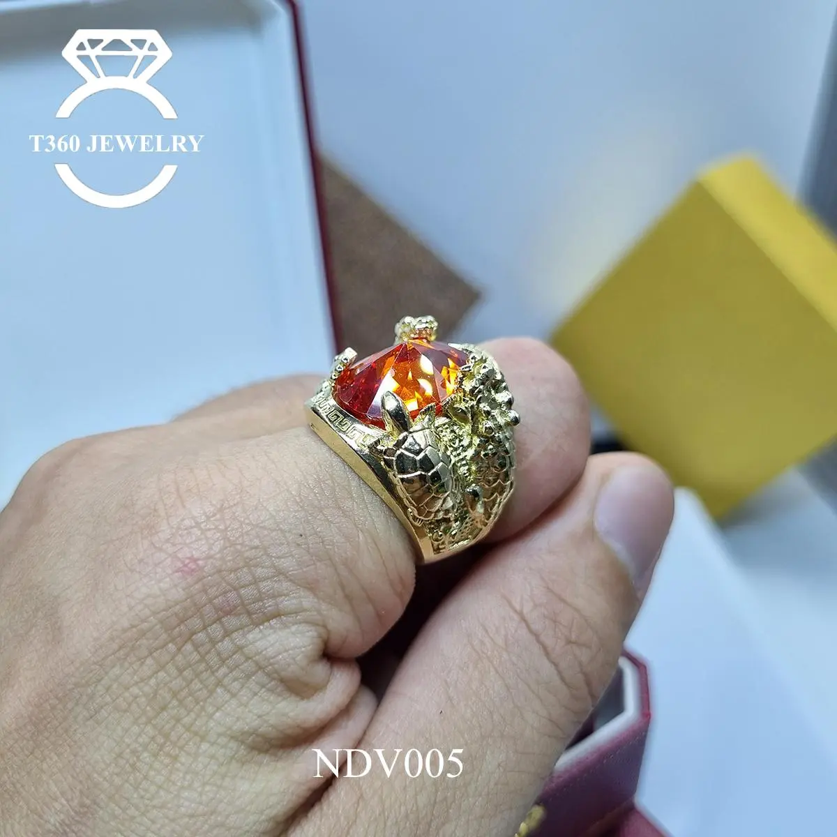 Nhẫn đồng hình tứ linh Long Lân Quy Phụng NDV005