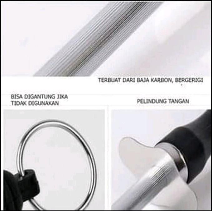 STIK ASAHAN PISAU DAPUR / PENGASAH PISAU DAGING IDUL ADHA ASAH PISAU KEBAB  Pastikan pilih varian sebelum membeli karena Tersedia 2 ukuran : 8mm (kecil) , atau 9mm (sedang)   AWET Tahan karat  Bahan baja karbon. Kuat dan tahan karat.  Tidak hanya untuk pa 2