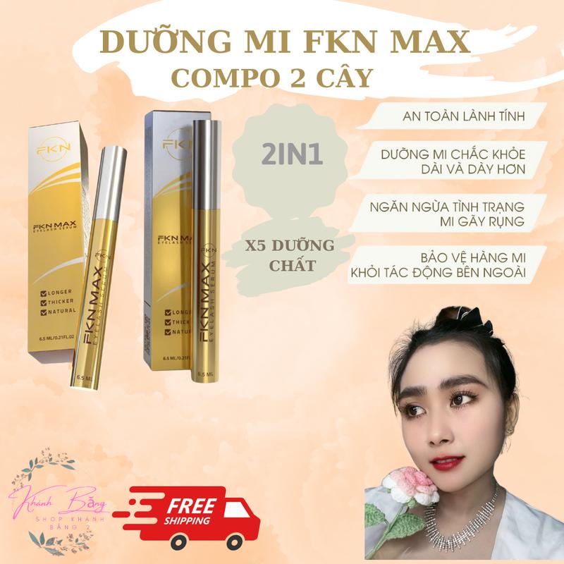2 DƯỠNG MI FKN MAX PHIÊN BẢN NÂNG CẤP 2IN1 DUNG TÍCH 6.5ML nuôi dưỡng chân mi chất khỏe, mọc mi DẠNG SIRUM dành cho nam và nữ Trang Điểm Mỹ Phẩm