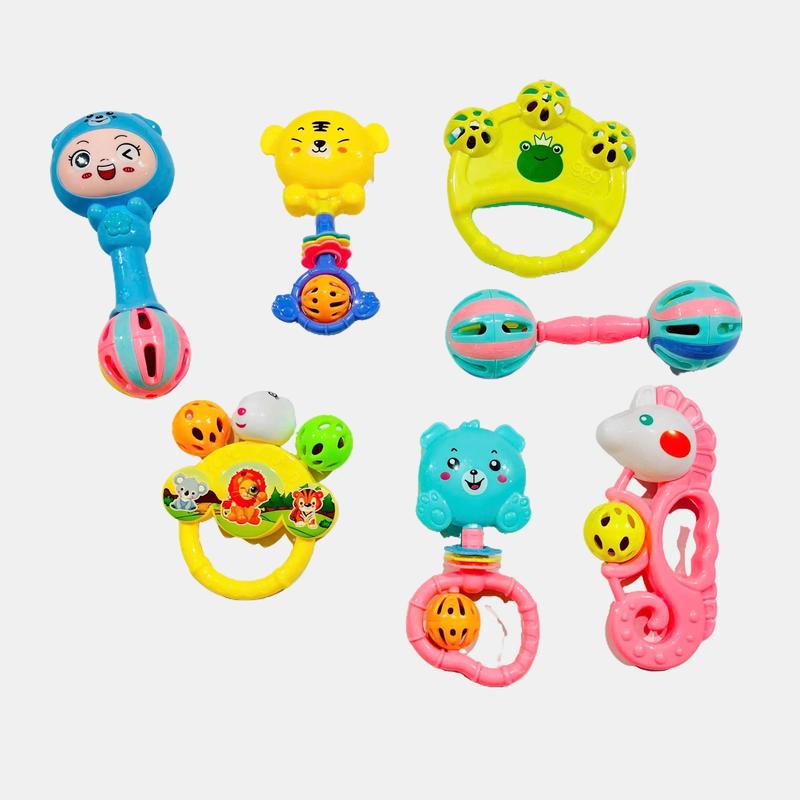 Bộ đồ chơi xúc xắc 7 món hình thú phát nhạc vui nhộn kích thích vận động và giác quan cho bé an toàn cho trẻ