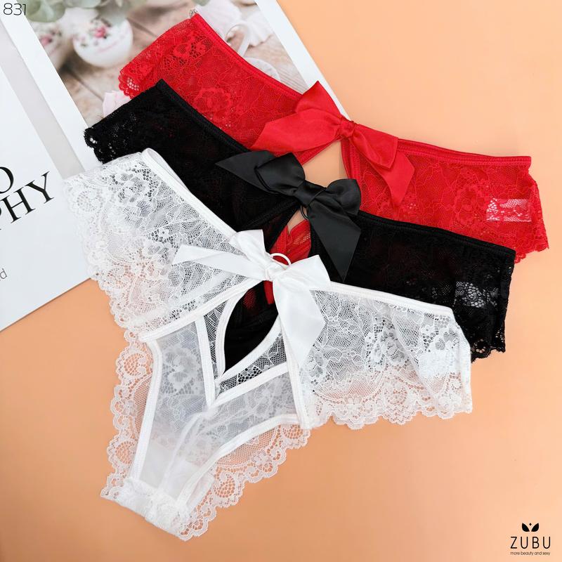 [831] Quần chất liệu ren phối nơ (Set 2quần) 0