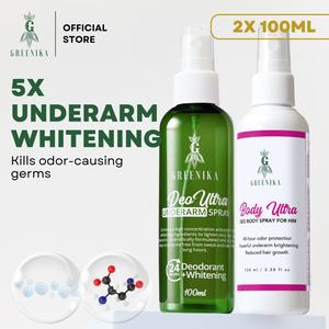 [ DEOULTRA UNDERARM SPRAY + NIACINAMIDE SOAP ] Greenika 5X Underarm Whitening Spray + Niacinamide Soap Underarm Spray Skin Whitening Armpit Whitening Underarm Deo Spray Under Arm Dark Spot Remover Fast Deodorant for Dark Underarms Dark Armpit