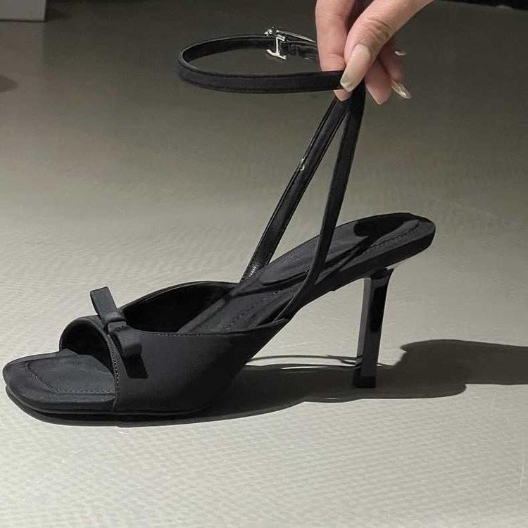 Giày SANDAL cao gót nơ xinh gót 7,9 p chân gầy mỏng lùi size Shoes DéP Nữ vừa toe thong mã SD225