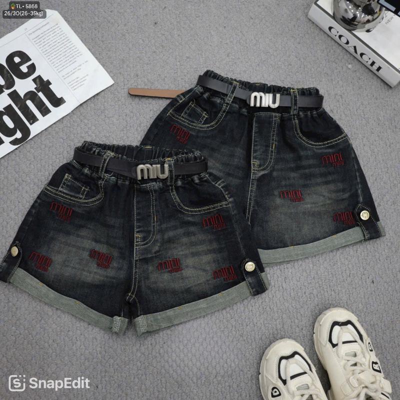 QUẦN soóc bò cho bé từ 15-55kg. Quần thiết kế sành điệu,trẻ chung,thêu chữ MIU nổi bắt mắt,chất mềm,dễ mặc,quần bò,quần soóc,đồ mùa hè,quần áo bé gái,quần áo trẻ em