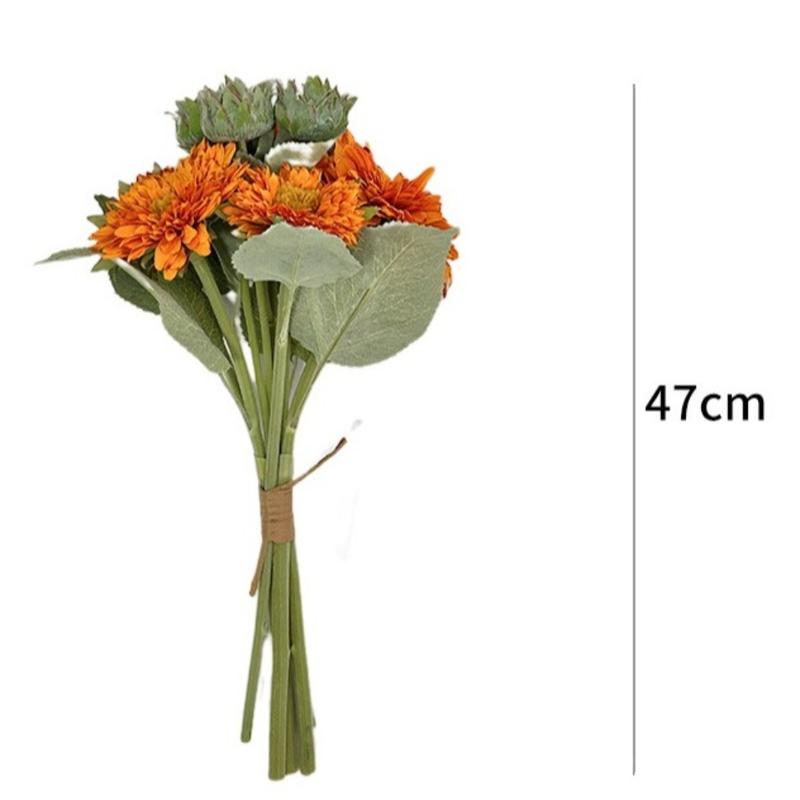 Product Introduction of New 47CM Artificial Sunflower Branch Vintage Velvet Silk Fake Flowers Bouquet Elegant Artificial Autumn Decor Garden Decoration 13