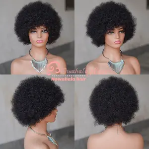 Wig rambut manusia buatan mesin Afrika wig keriting afro wig afro