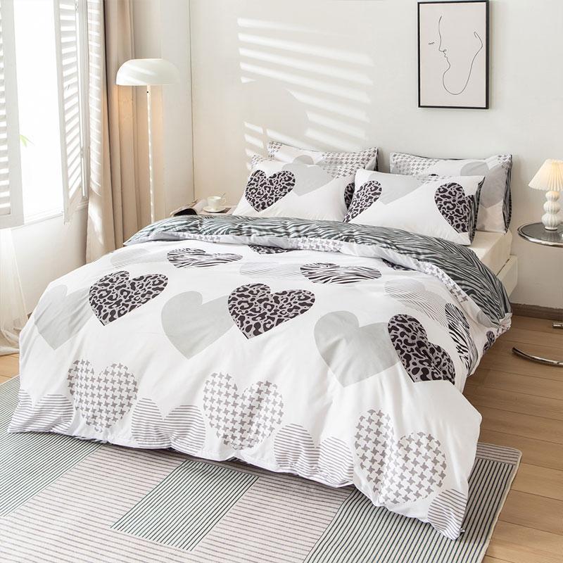 Heart Print Duvet Cover & 2 Counts Pillowcase without Filler, 3 Counts/set Soft Bedding Sets for Bedroom Use, Dust-proof Christmas Decor Bedding for Home, House Decor, Gifts For Men, Christmas Gifts, Christmas Decorations 5