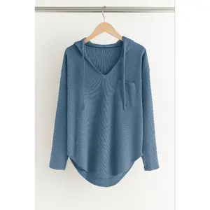 Hoodie Wanita Lengan Panjang Bahan Snow rip – Model V-Neck Casual Korean Style