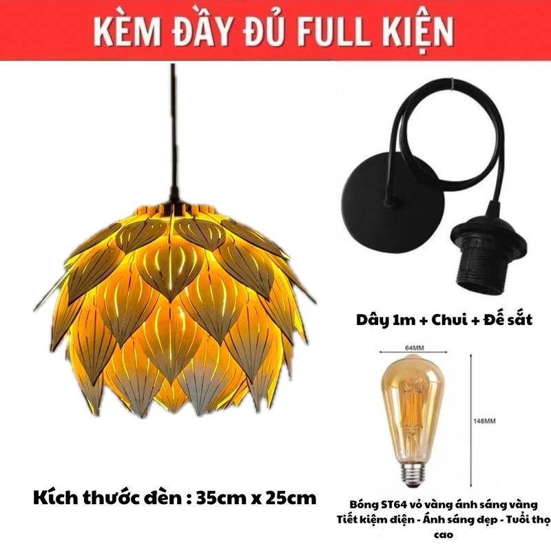 Đèn Thả Gỗ Trang Trí Decor Bông Sen 2T WORKSHOP DT30 2