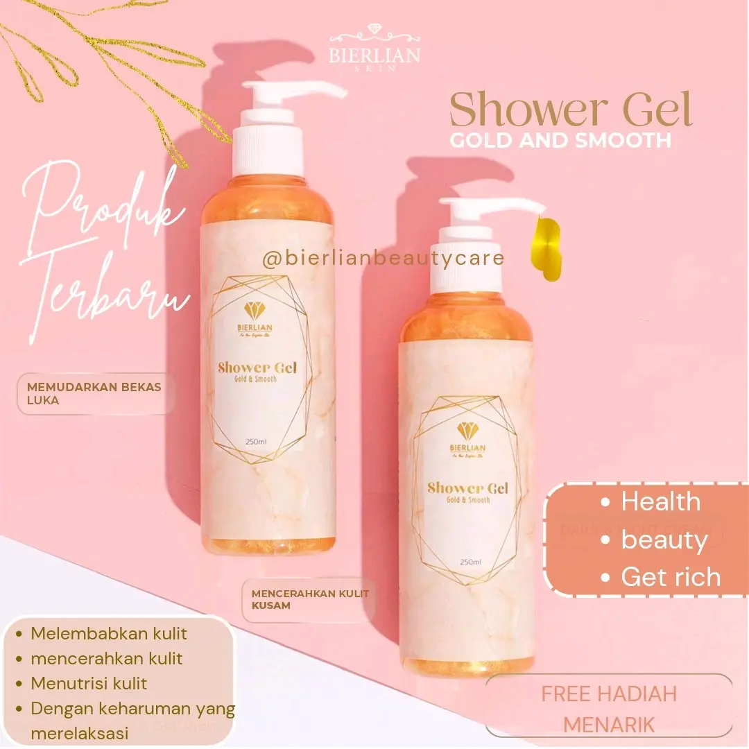 BIERLIAN SHOWER GEL GOLD/ sabun cair Memutihkan melembabkan