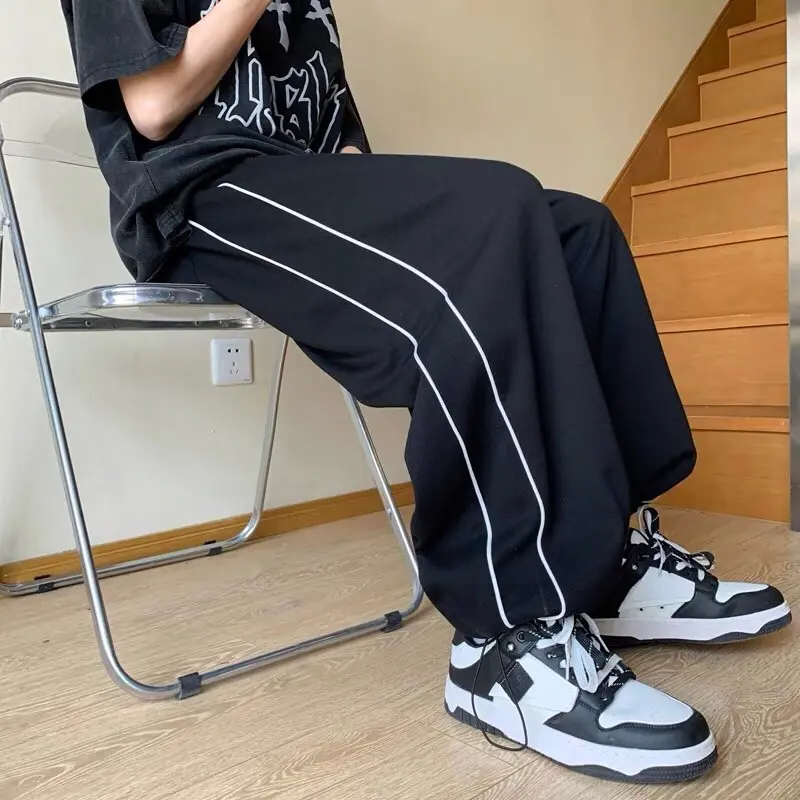 Quần ống rộng mí 2 line, chất bc, có chốt gấu điều chỉnh, unisex nam nữ mặc được Menswear