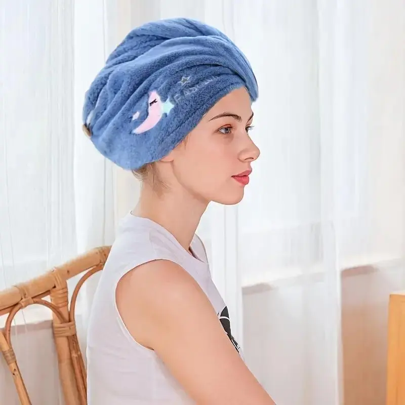 Star & Letter Pattern Hair Towel, Soft Hair Towel Wrap, Hair Towel Cap for Women & Girls, Girly Bedroom Accessories, Boyfriend Gifts 6