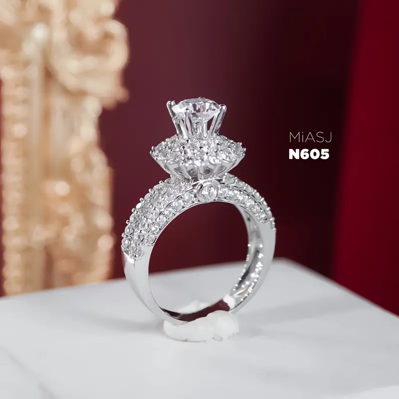 N605 - Nhẫn bạc Ý S925 nữ  đính đá hột cao cấp MiASJ | MiASJ Mi.A Trang sức bạc nhẫn  bạc 6