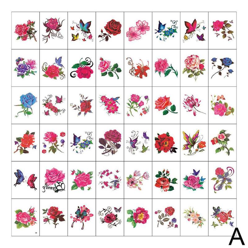 Product Introduction of 20/50pcs Waterproof Tattoo Sticker Sexy Simulation Flower Butterfly Ankle Clavicle RoseTattoo Sticker 42